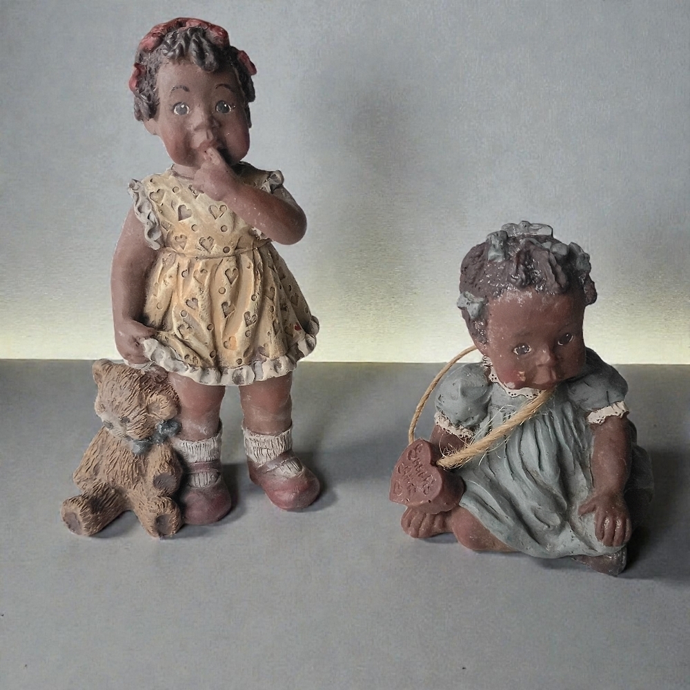 Vintage Sarah’s Attic Figurines Set of 2 – Children – Teddy Bear​​